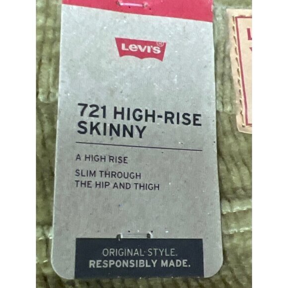 NEW! Levi's 721 High Rise Skinny Tank Corduroy Pants Women's Size 33 x 30 - Picture 9 of 12